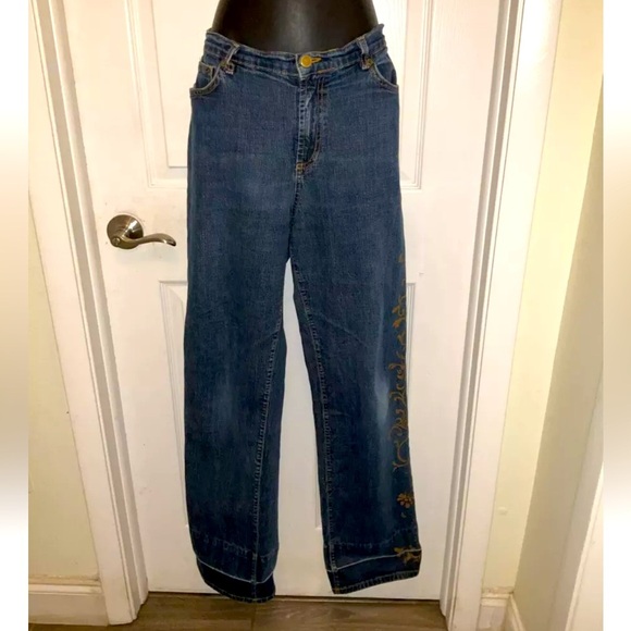 Kate Landry Women’s Wide Leg Painted Jeans Size 14 - Picture 1 of 9